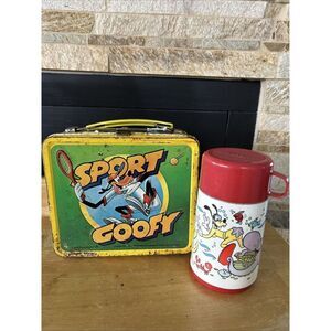 Vintage "Sport Goofy" 1983‎ Metal Lunchbox & Aladdin Thermos